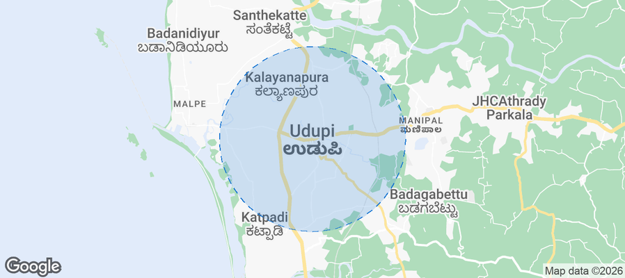 Udupi district Airbnb map